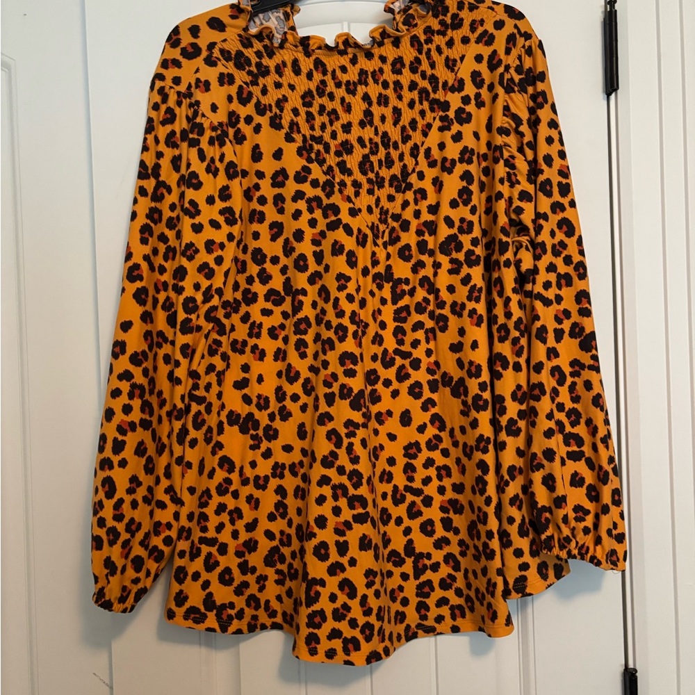 LuLaRoe Orange Leopard Print Blouse